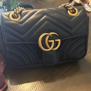 Gucci Black Quilted Leather Shoulder Bag with Gold Hardware
